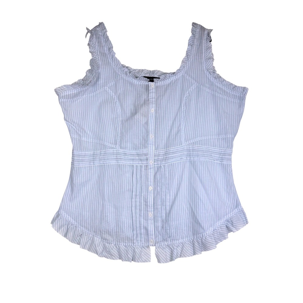 Striped Ruffle Babydoll Peplum Top Plus Sz16 Cottagecore Ashley Stewart Y2K Boho